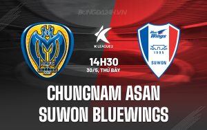 Nhận định Chungnam Asan vs Suwon Bluewings 14h30 ngày 30/5 (Hạng 2 Hàn Quốc 2026)